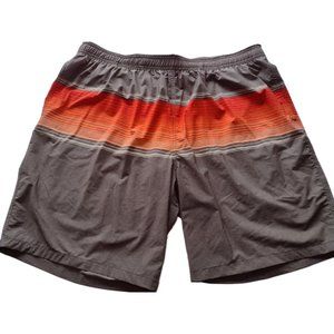 Kirkland Signature Swim Trunks Mens Size  2XL Pockets Mesh Lined Gray Striped